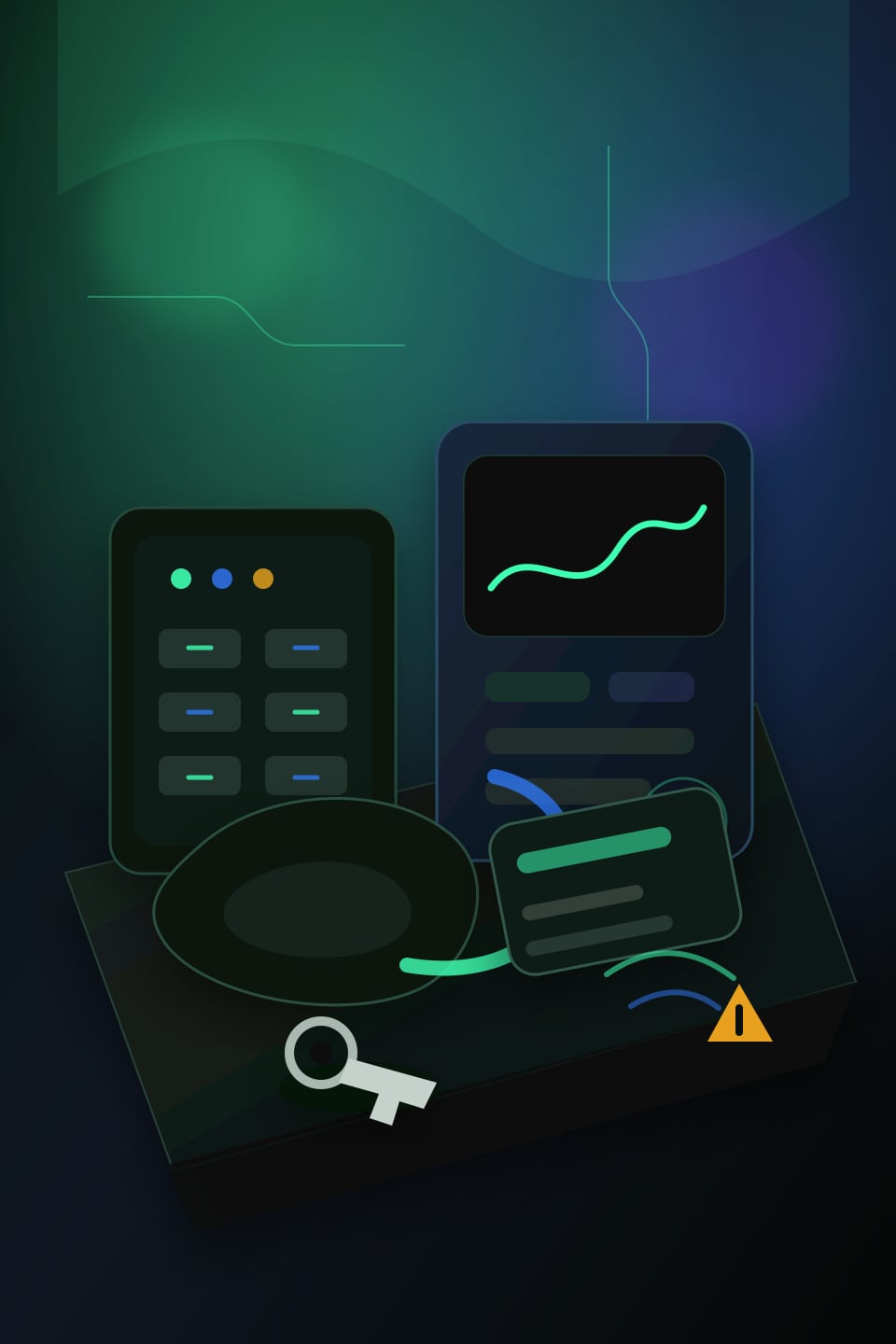 Property management partial power intake desk with phone, headset, status tablet, apartment keys, breaker panel notes, and electrical vendor access context.
